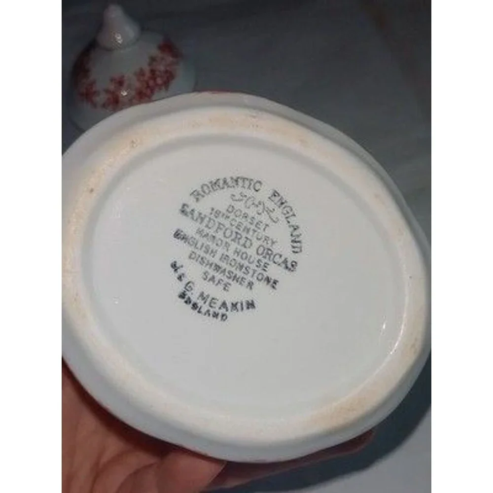 J & G Meakin Romantic England Sandford Transferware Ironstone Covered Sugar Bowl